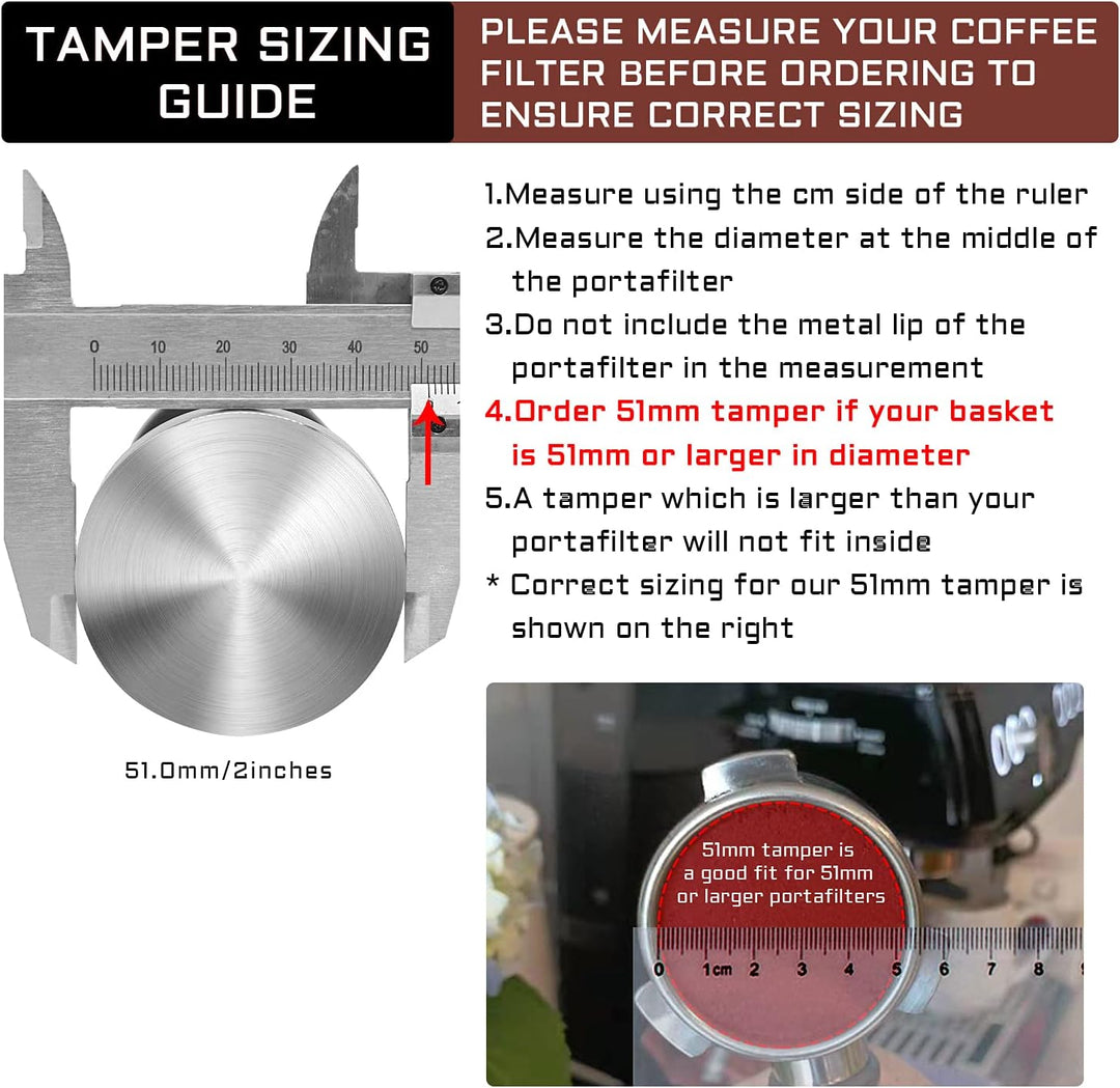 Yolococa 51mm Kaffee Tamper Set 304 Edelstahl Base Kaffeepresse Espresso Tamper mit Tampermatte, Mil