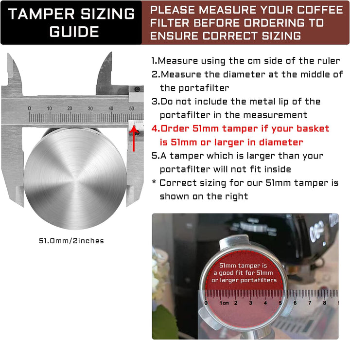 Yolococa 51mm Kaffee Tamper Set 304 Edelstahl Base Kaffeepresse Espresso Tamper mit Tampermatte, Mil