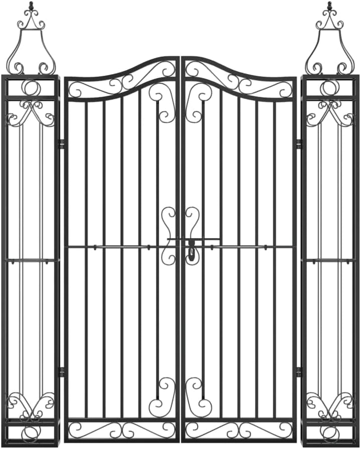 vidaXL Gartentor Schwarz 121x8x150 cm Schmiedeeisen 121 x 8 x 150 cm, 121 x 8 x 150 cm