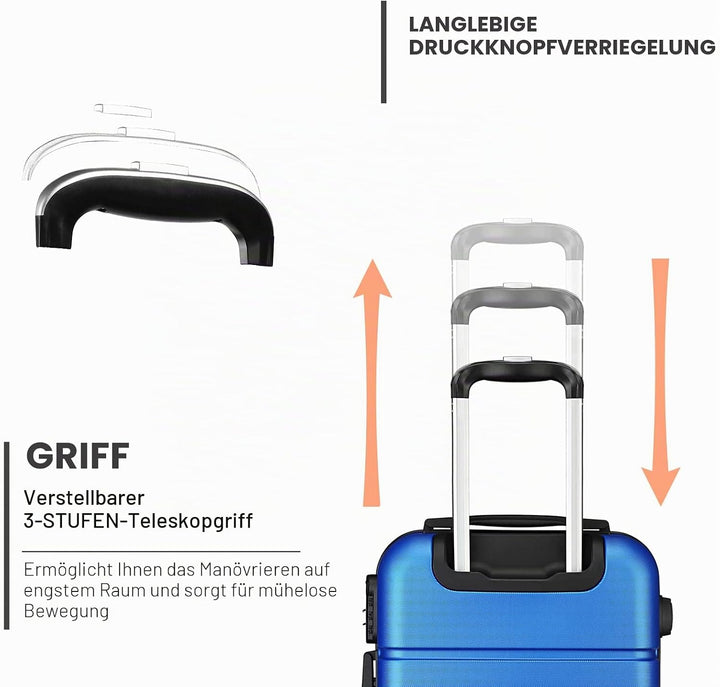 KONO Reisekoffer Handgepäck Koffer mit Rollen Hartschale Trolley 55x38x22cm 33 Liter Leichtgewicht A