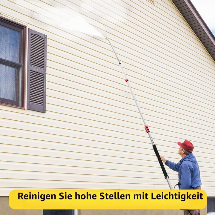 7,78M25,5 ft Teleskop-Verlängerungsstange für Hochdruckreiniger – Bürstenkopf, Dachrinnenstangen, Dü