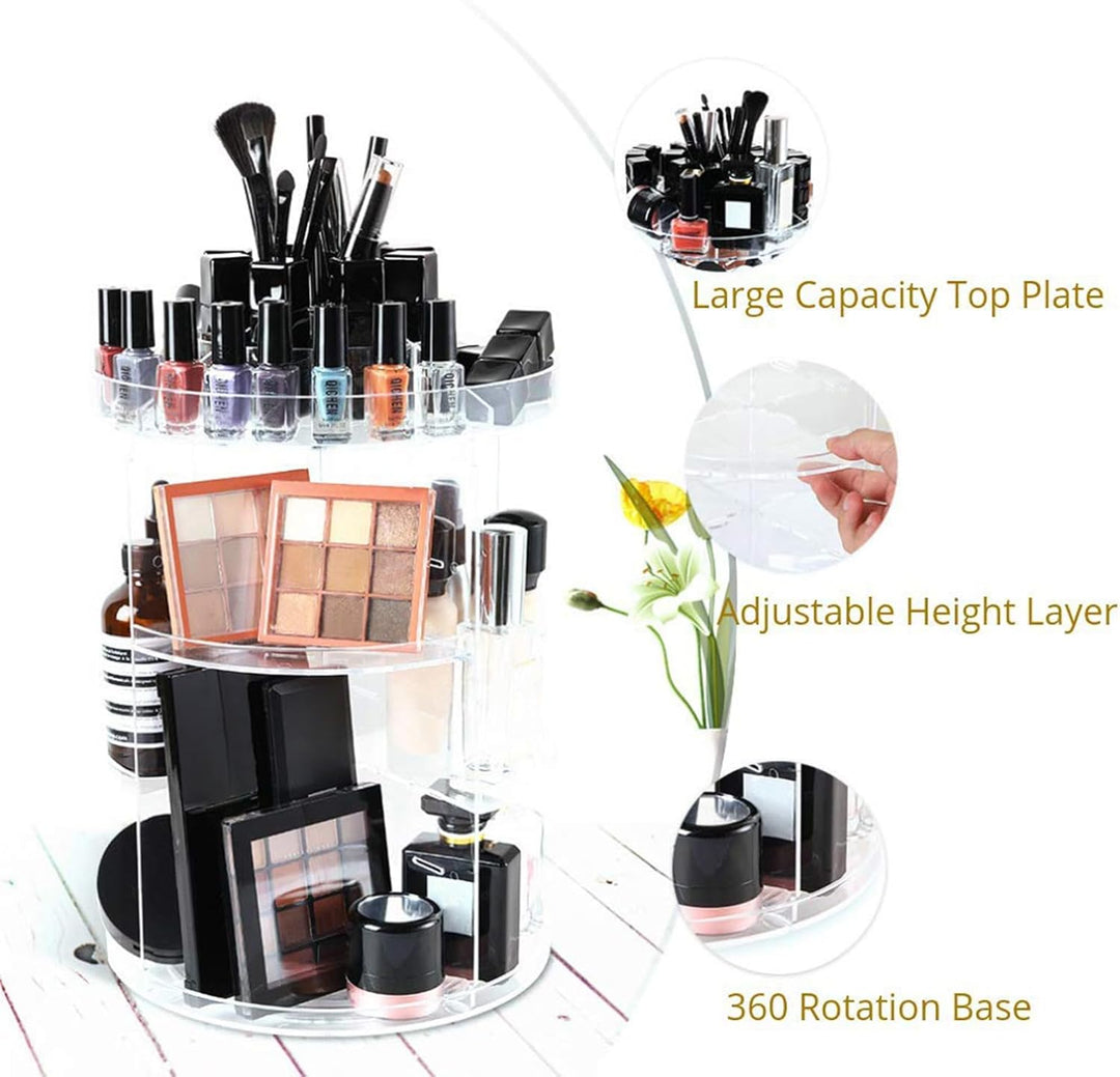 SUNFICON Rotating Makeup Organiser, Crystal Clear Transparent, Transparent