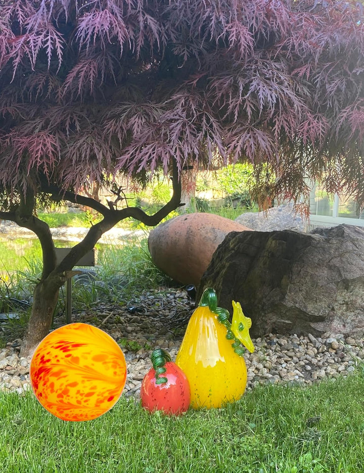 Gartenkugel Bodenkugel 20 cm Gartendekoration gelb mundgeblasen