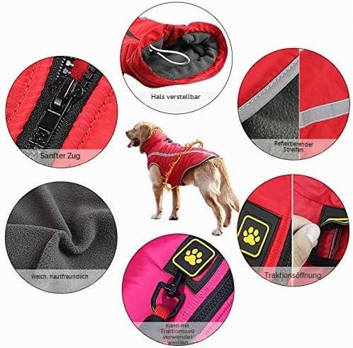 Idepet Wasserdichter Hundemantel Winter Warme Jacke, Winddichte Haustierkleidung Hundejacke Outfit f