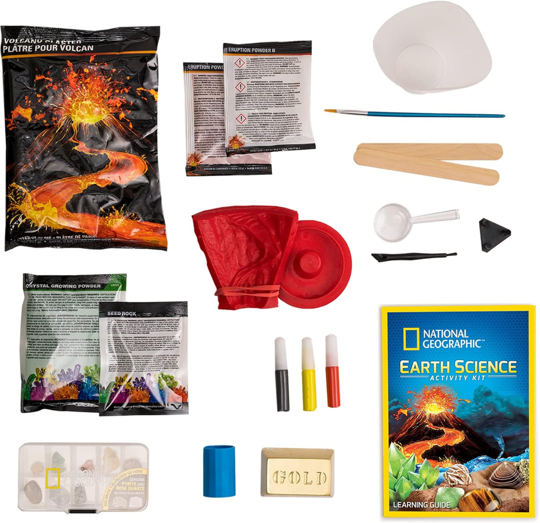 BANDAI - National Geographic - Bau und Ausbruch eines Vulkans - 1 Kristall zum Züchten - 1 Pyrit zum