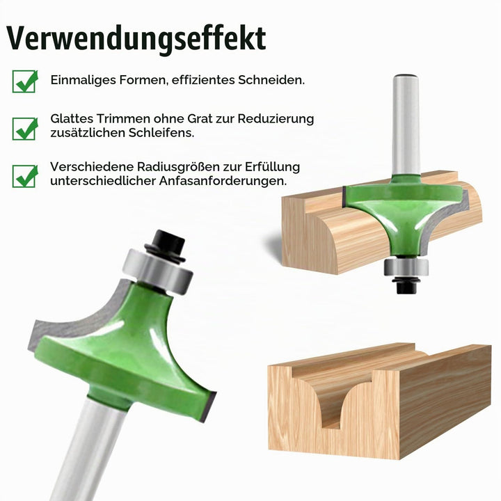 6 Stück Abrundfräser 8mm Schaft, Fräser für Oberfräse 8mm Schaft, Radiusfräser Set mit Kugellager, F