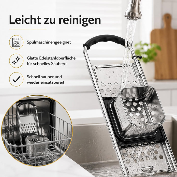 Edelstahl Spätzlehobel, Spätzlepresse mit Gummigriff, Spätzle Reibe, Spätzlehobel mit Teigschlitten,