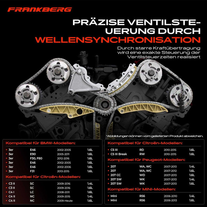 Steuerkettensatz Steuerkette für 1er E81 E87 F20 F21 3er F30 F35 F80 F31 E46 E90 Berlingo C3 C4 C5 D