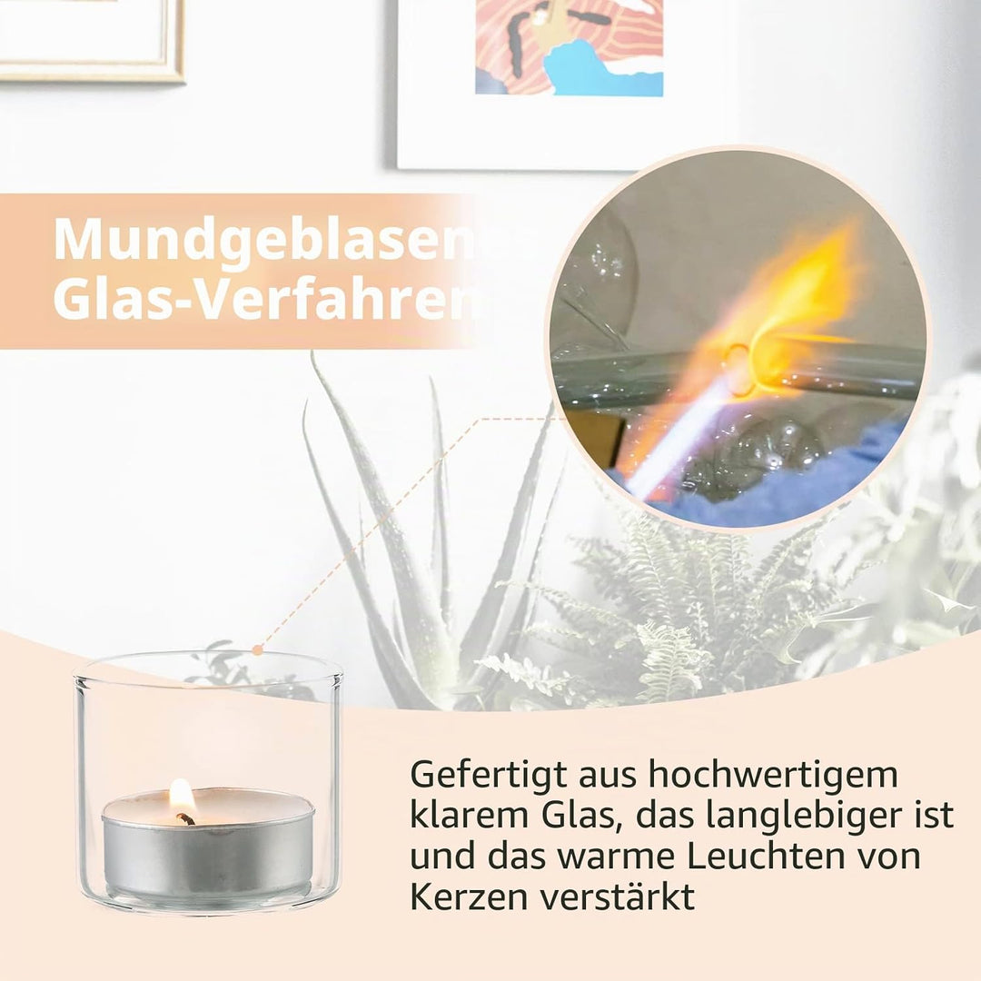 Nuptio Klarglas Votivkerzenhalter Satz von 12 Mini Teelichthalter Kerze Teelichthalter 4.6cm Breite