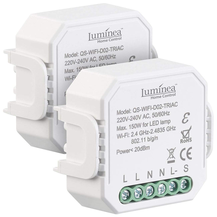 Luminea Home Control Funkdimmer: 2er-Set WLAN-Unterputz-Lichtschalter und -Dimmer, mit App (Dimmer-S