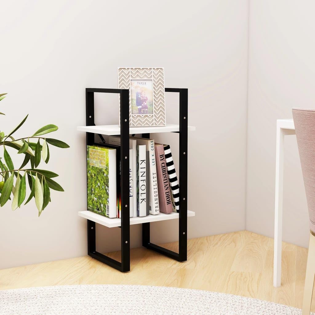 Bussandri Exclusive - Bücherregal 2 Fächer Weiss 40x30x70 cm Kiefer Massivholz