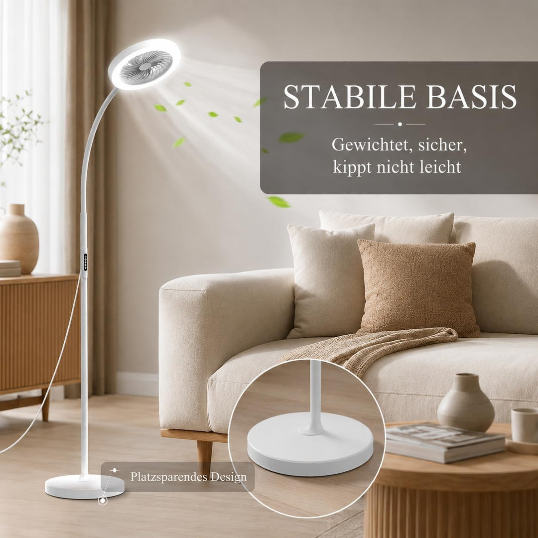 Standventilator mit Licht 183cm, Leise Ventilator Stehlampe mit RGB Farbwechsel & CCT, 360° Schwanen