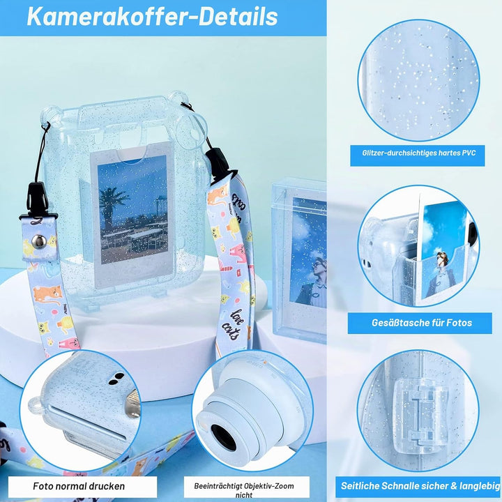 Glitter Kamera Tasche mit Film Tasche Kompatibel mit Fujifilm Instax Mini 12, für Instax Mini 12 Gli