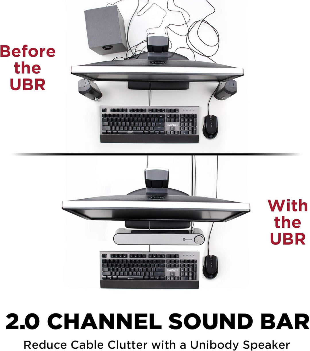 GOgroove Soundbar für PC Lautsprecher für Computer: Tragbarer 2.0 Stereo Speaker mit Eingebauten Sou