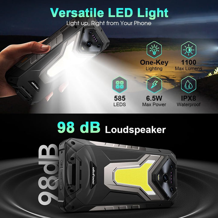 Ulefone Armor 34 Pro 5G Outdoor Handys mit Projektor, 32GB+512GB/2TB Outdoor Smartphone Android 15,