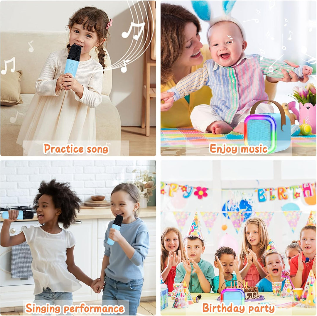 Karaoke Maschine Kinder mit 1 Mikrofon, Drahtloses Karaoke Mikrofon mit LED Tragbare Bluetooth Lauts