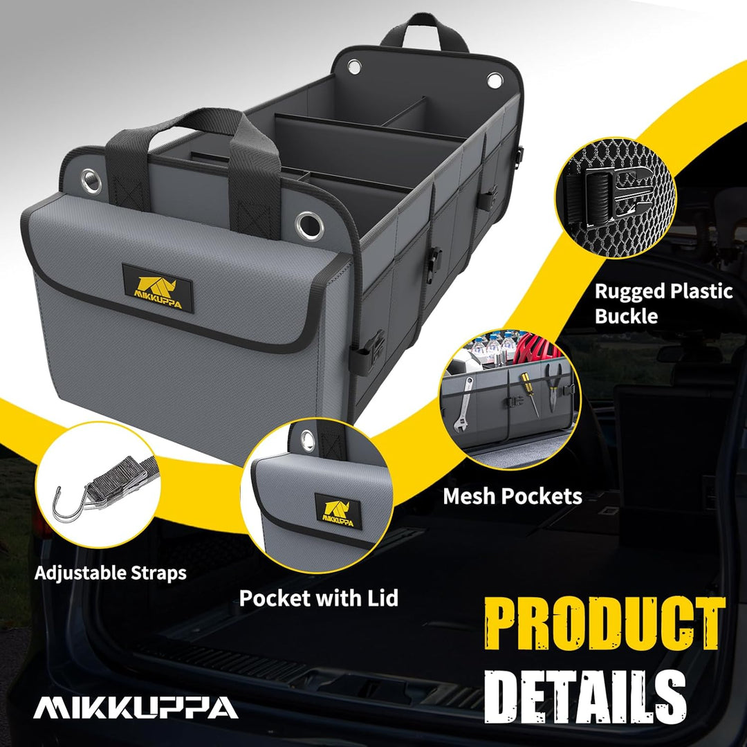 MIKKUPPA Kofferraum Organizer mit Kühltasche – 100L Grosse Kofferraumtasche, Zusammenklappbarer Auto