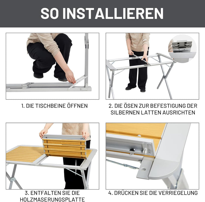 TIMBER RIDGE Campingtisch Klappbar Klapptisch Camping Falttisch Tragbar Aluminium mit Tasche für Pic