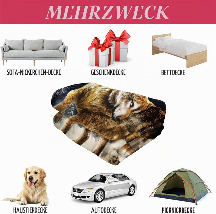 YISUMEI Decke 150x200 cm Kuscheldecken Sanft Flanell Weich Fleecedecke Tagesdecke Wolf Erde 150 x 20