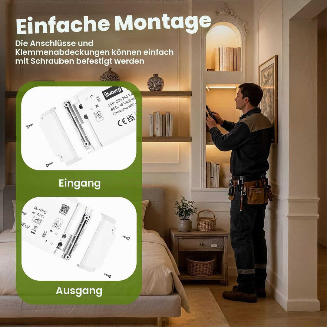 illuburg LED Trafo 24V Dimmbar Triac 33W - 100W für LED Strip Lampe LED Netzteil Treiber Transformat