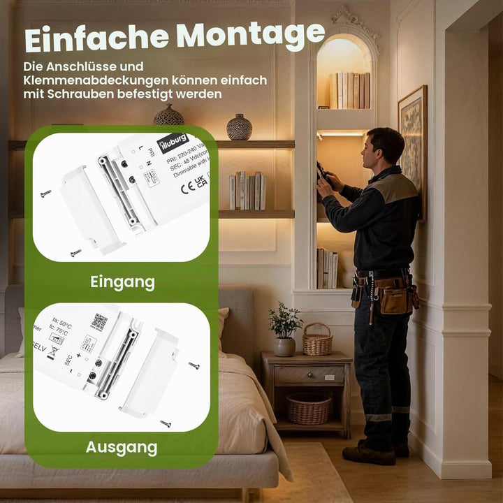 illuburg LED Trafo 24V Dimmbar Triac 33W - 100W für LED Strip Lampe LED Netzteil Treiber Transformat