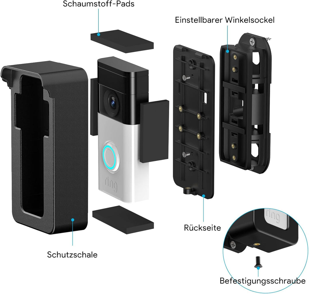 Regenfest Video Türklingel Halterung 45-135° Kompatibel mit Video Doorbell Wired/Pro-Pro2/4/3 Plus/3