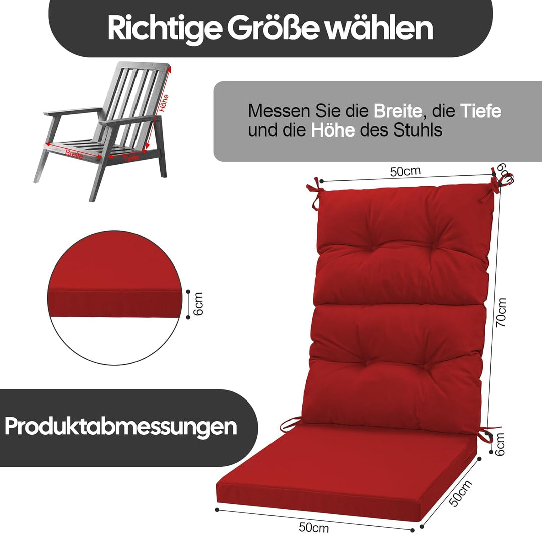 Gartenstuhl-Auflagen Hochlehner Set – Bequeme Outdoor Sitzkissen für Gartenstühle & Klappstühle, Wei