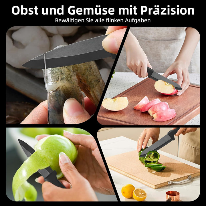 Keramikmesser Set, Scharf 4er Pack Messerset, Mehrfunktionalmesser, Obstmesser, Gemüsemesser und 1 S