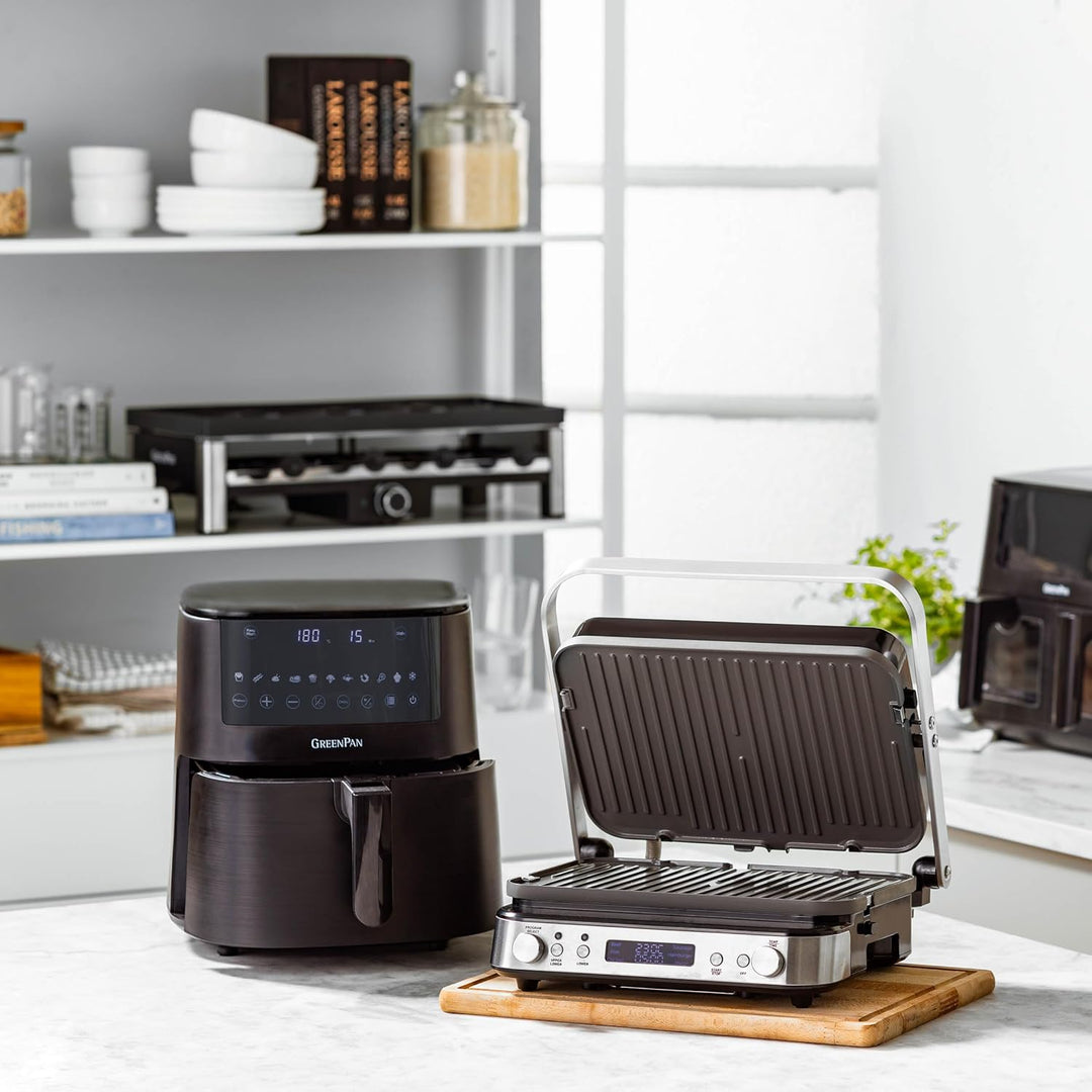 GreenPan Bistro 9-in-1 XL Air Fry Ofen, 2 Frittierkörbe (2 x 4L), Antihaftbeschichteter Korb,Schnell