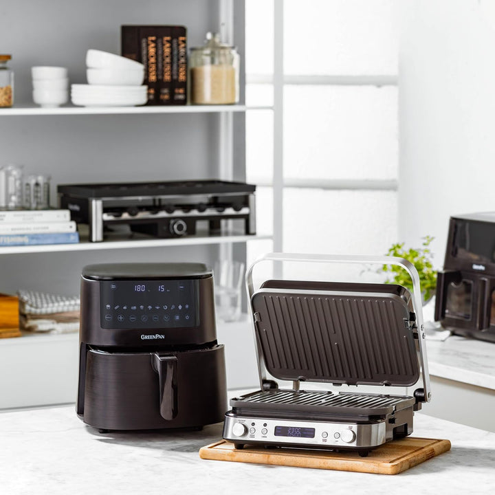 GreenPan Bistro 9-in-1 XL Air Fry Ofen, 2 Frittierkörbe (2 x 4L), Antihaftbeschichteter Korb,Schnell