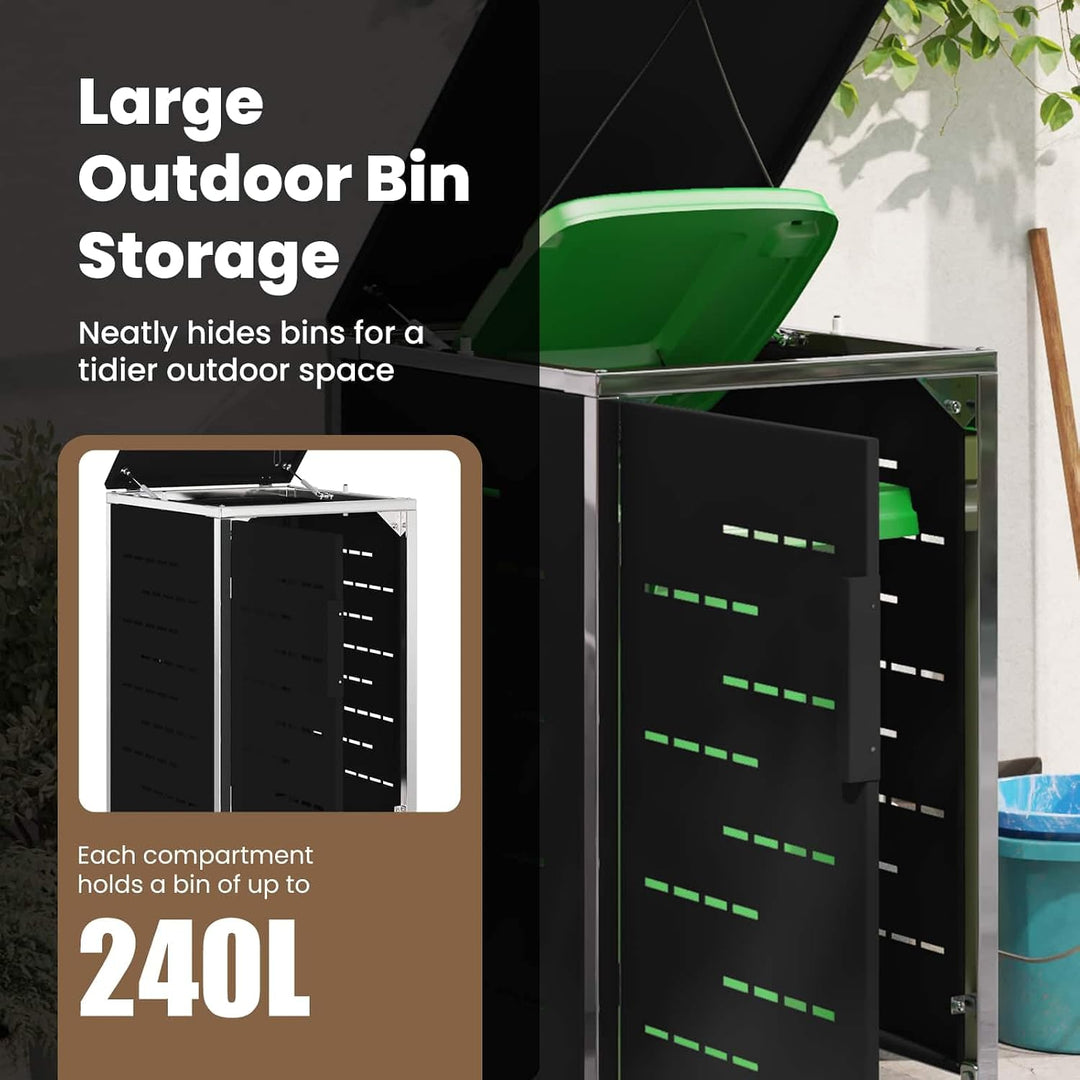 vidaXL Mülltonnenbox for 1 Bin 240L Schwarz, Schwarz