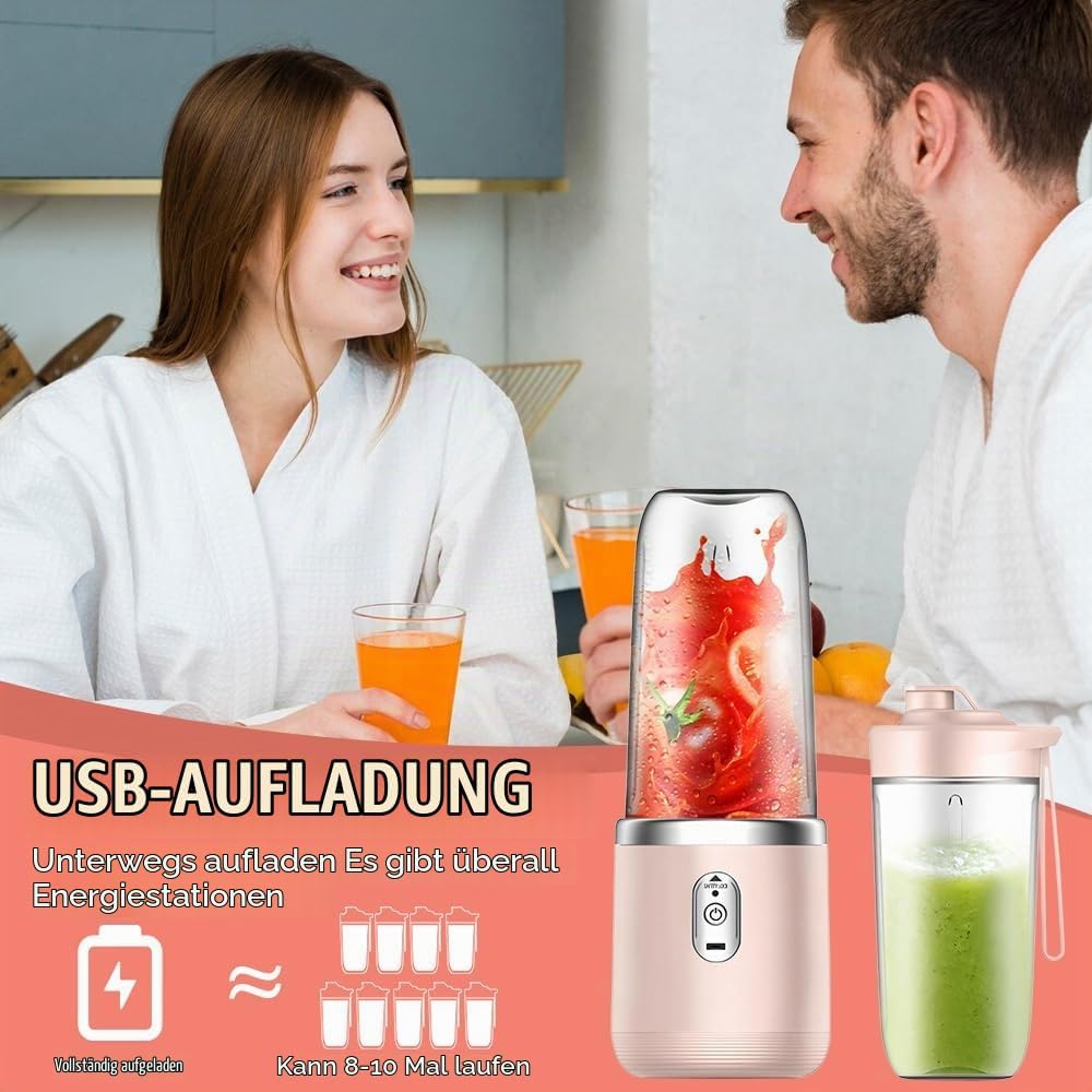 Tragbarer Mixer, 400ml Mixer Smoothie Maker to Go mit Digitalanzeige, Portabler Elektrischer Saftpre