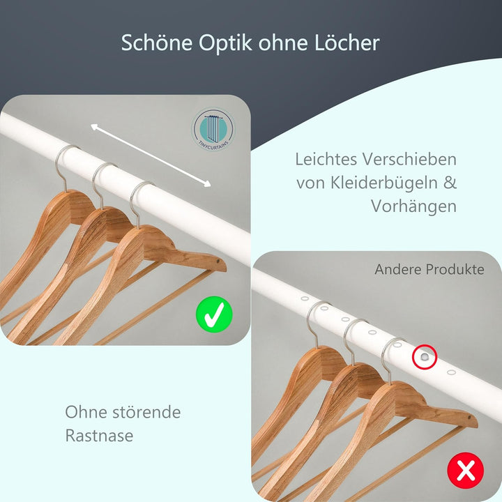 Teleskopstange ausziehbar (weiss, 70-120 cm) Kein Bohren & Rost, rutschfest, verstellbar Duschvorhan