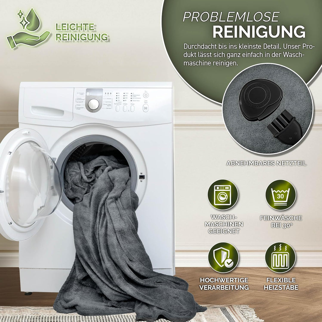 sinnlein® Heizdecke mit Abschaltautomatik 160 x 120 cm | Elektrische Wärmedecke mit 9 Temperaturstuf