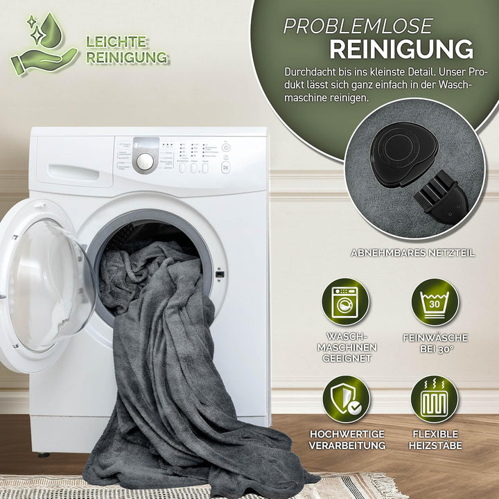 sinnlein® Heizdecke mit Abschaltautomatik 160 x 120 cm | Elektrische Wärmedecke mit 9 Temperaturstuf