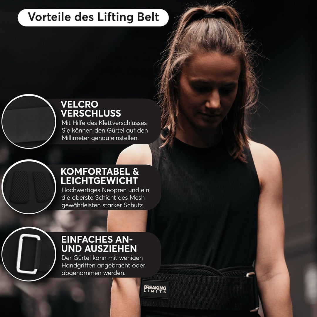 BREAKING LIMITS Gewichthebergürtel Herren & Damen - Gewichtsgürtel für Krafttraining & Gewichtheben,