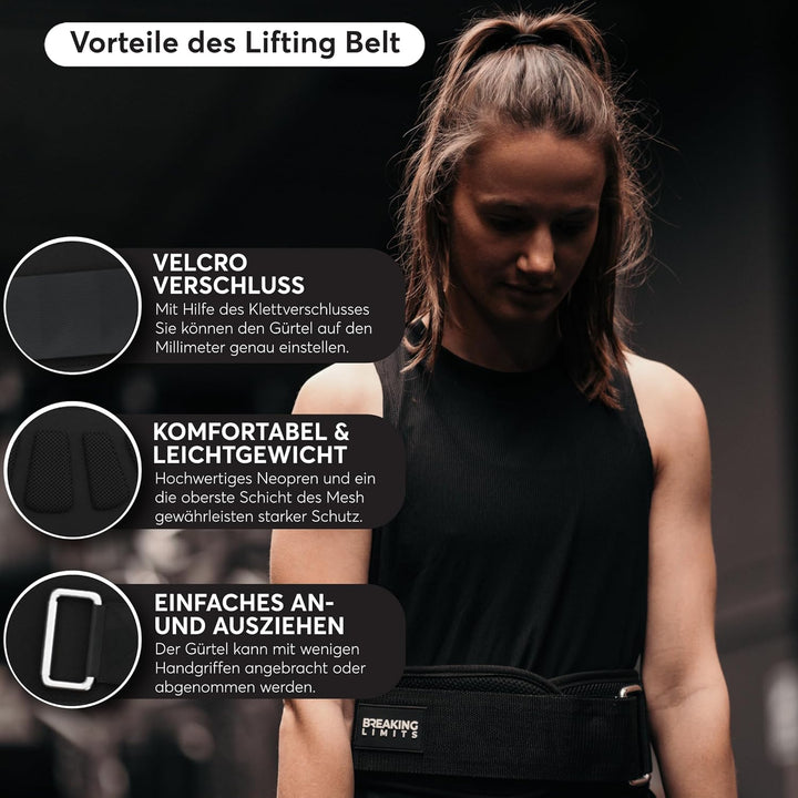 BREAKING LIMITS Gewichthebergürtel Herren & Damen - Gewichtsgürtel für Krafttraining & Gewichtheben,