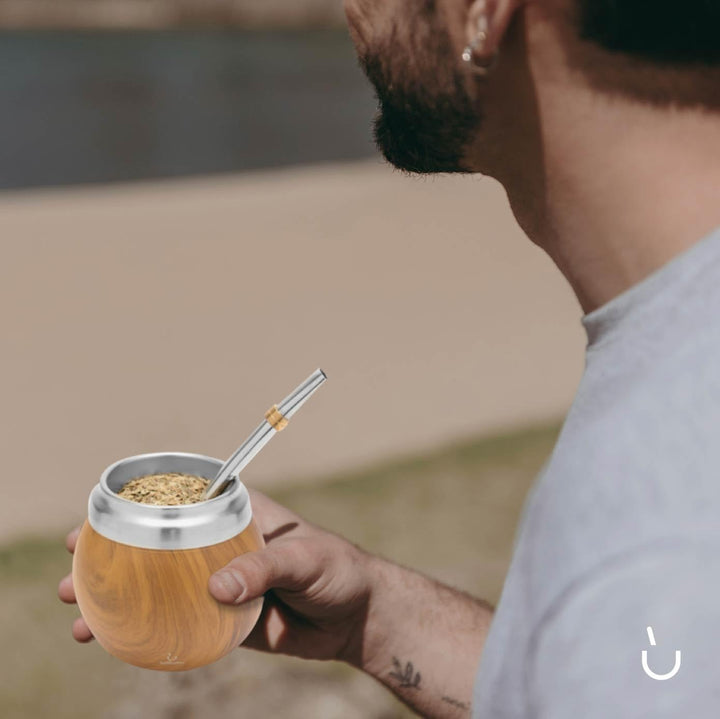 Yerba Mate Set - Modernes Yerba Mate Gourd Kit - Edelstahl mit Calabash Form und Bombilla - Einfach