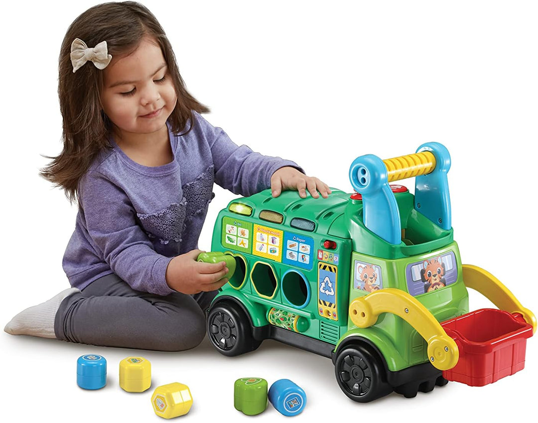 VTech Baby 2-in-1 Recycling-Rutschauto – Rutschfahrzeug und Sortierspielzeug in einem – Recycling sp