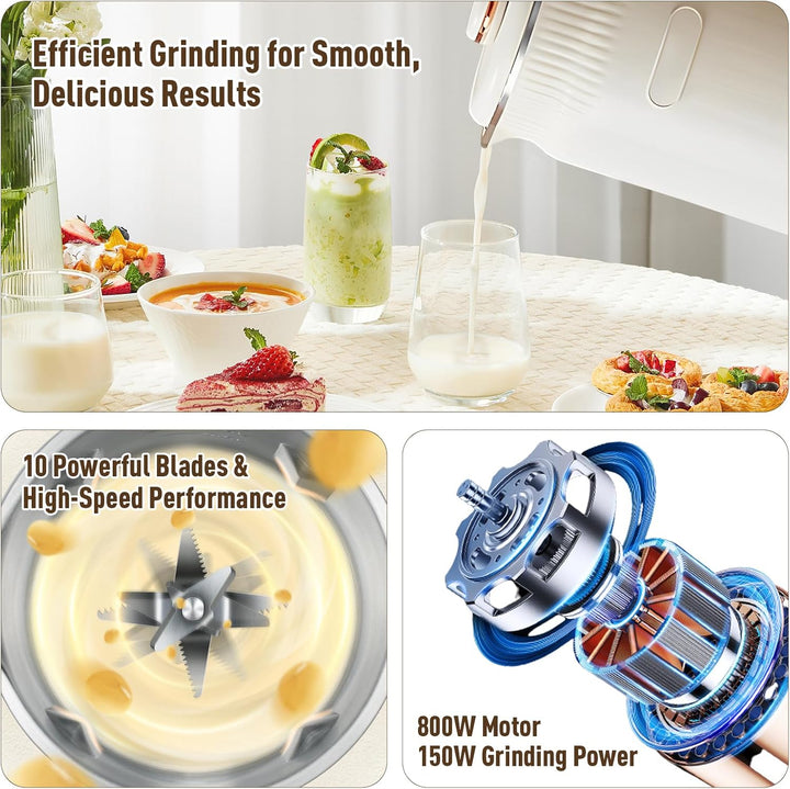 Sojamilch Hersteller 1200ml, Nussmilchmaschine 8 Modi, Automatische Mandelmilchmaschine mit Verzöger