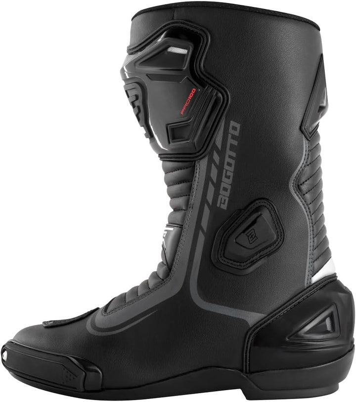 Bogotto Race-X Motorrad Stiefel, schwarz, 46 | Belüftet 46 EU Schwarz, 46 EU Schwarz