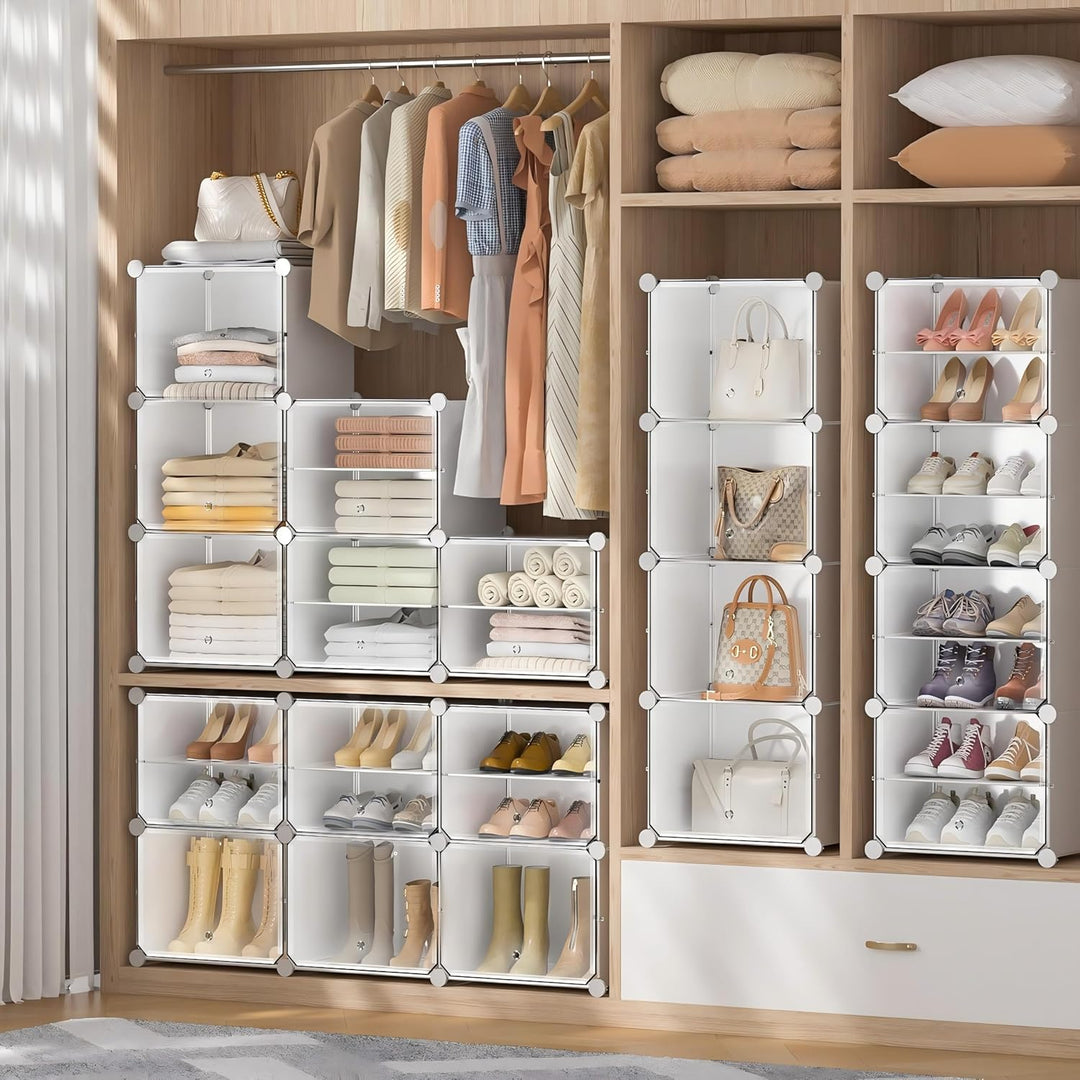 Schuhregal, Schuhschrank mit 12 Fächern, schuhregal hoch und schmal, schuhregal weiss, schuhschrank