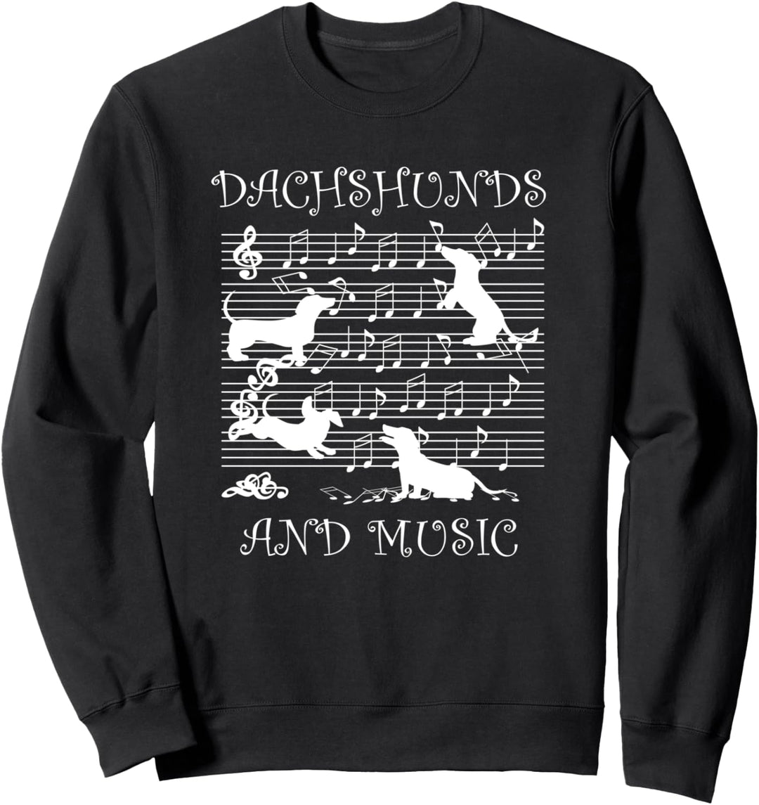 Dackel spielt mit Musiknoten Musiker Noten Sweatshirt