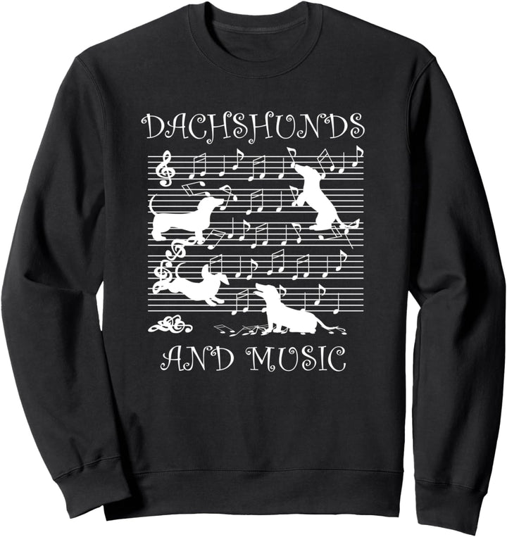 Dackel spielt mit Musiknoten Musiker Noten Sweatshirt