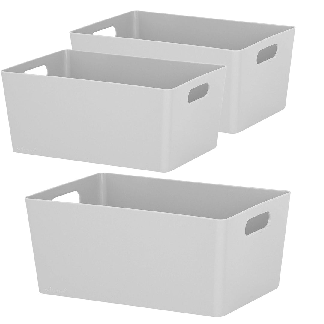 3x Ordnungsboxen - 11 cm hoch - GRAU - 25x17x11cm - 3,9 Liter - DINA5 - Ordnungskorb - Schubladenorg