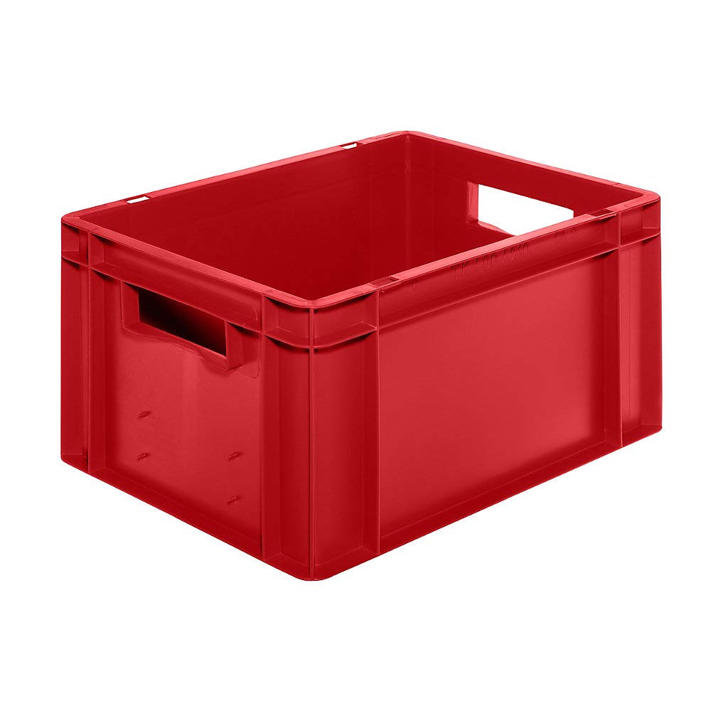 Euro-Format-Stapelbehälter, Wände und Boden geschlossen - LxBxH 400 x 300 x 210 mm - Rot, VE 5 Stk -