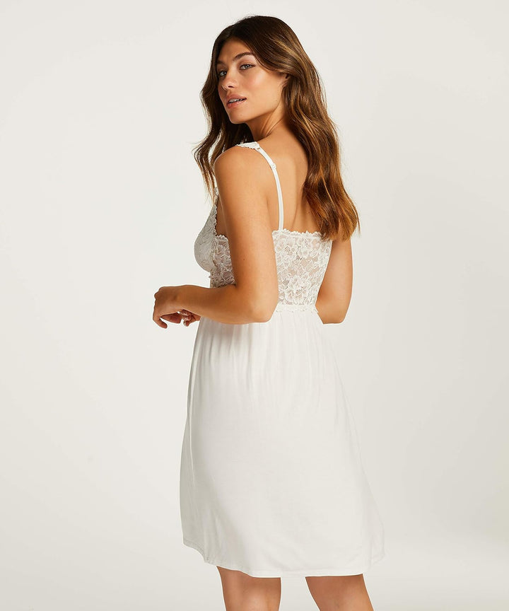 Hunkemöller Slipdress Nora Lace XS Snow White, XS Snow White
