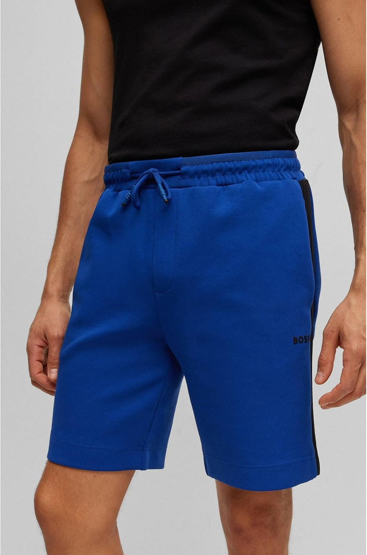 BOSS Herren Headlo 1 Shorts aus elastischem Baumwoll-Mix mit Tape-Details XS Bright Blue438, XS Brig