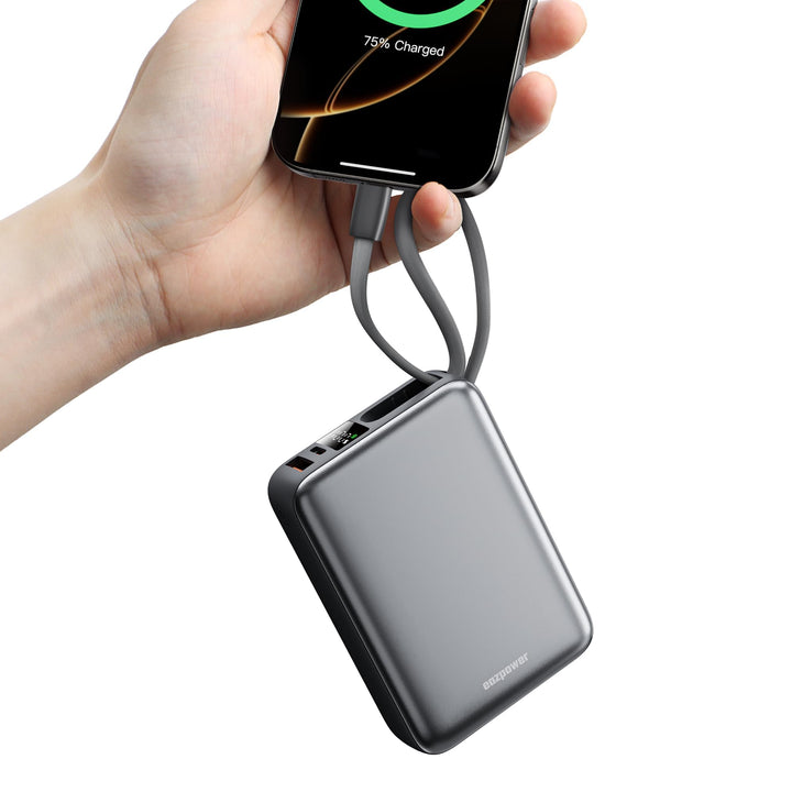 Powerbank 20,000mAh 45W Schnellladefunktion, Power Bank integriertes USB C Kabel Flugzeug Geeignet,