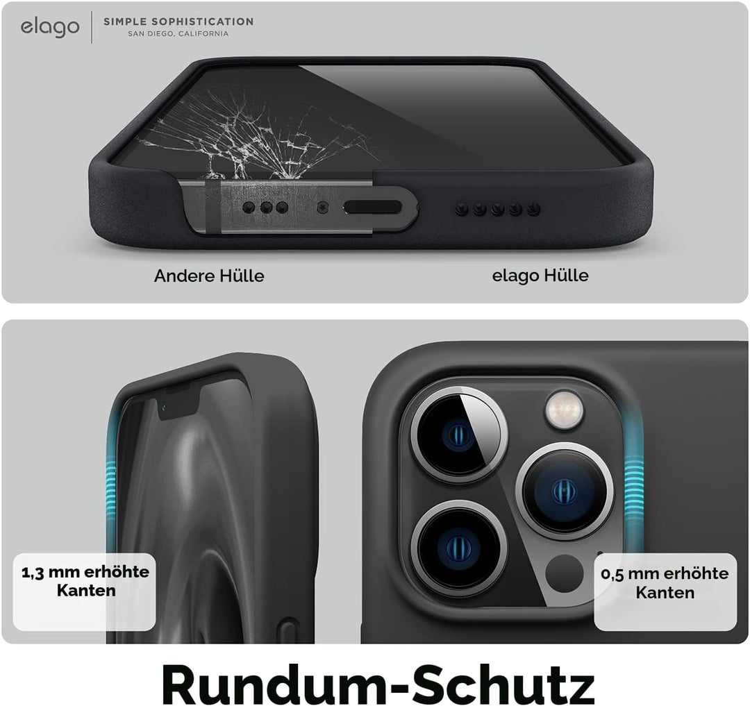 elago Schutzhülle aus Flüssigsilikon, kompatibel mit iPhone 13 Pro (6,1 Zoll), Rundumschutz – stossf